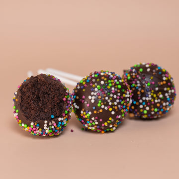 Fudgy, eggless, chocolate cake pop with sprinkles!