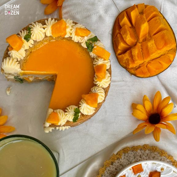 Fresh alphonso mangoes dotting every single product of Dream a Dozen's summer menu with refeshing grape drinks and mixed fruit tarts on the side