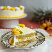 Load image into Gallery viewer, pineapple cake. whipped cream. best cakes in Bangalore. Bangalore pastries. pastry. birthday cake. yummy cakes. eggless cakes. bakery cakes. bakeries. premium cakes. premium quality. theobroma. lilliyum. Patisserie. pastry shop. Aubree. theobroma. amintiri. slices.
