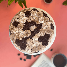 Load image into Gallery viewer, coffee chocolate cake. coffee lovers. coffee. cakes. best cakes. Bangalore. namma Bengaluru. chocolate cakes. chocolate lovers. coffee lovers. Aubree. theobroma. amintiri. Rosette cakes. floral cakes. 
