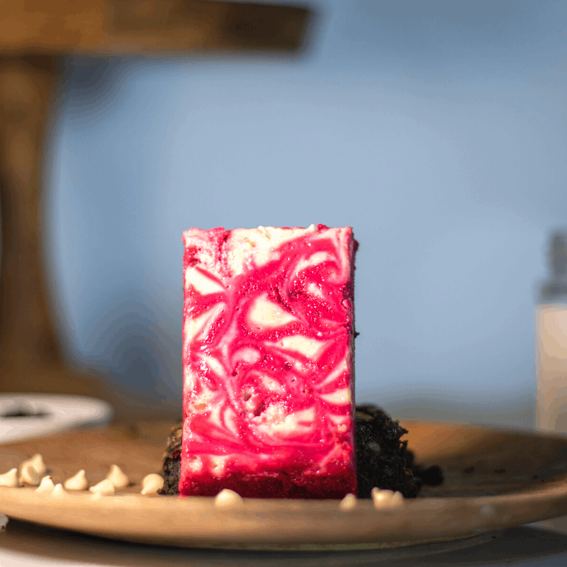 Red velvet swirl brownie, soft, eggless, and delicious!