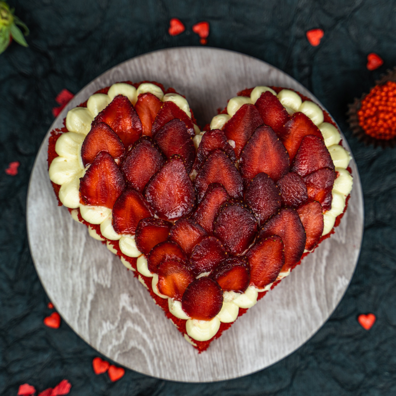 Strawberry Piñata Heart Cake