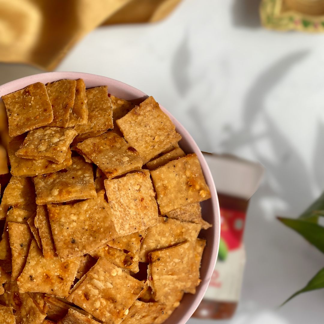Savoury Achari aam crackers from our desi gourmet savoury collection