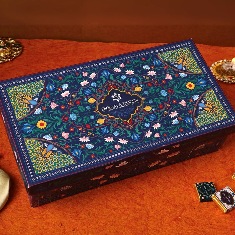 Decorative box with intricate floral patterns on a wooden surface