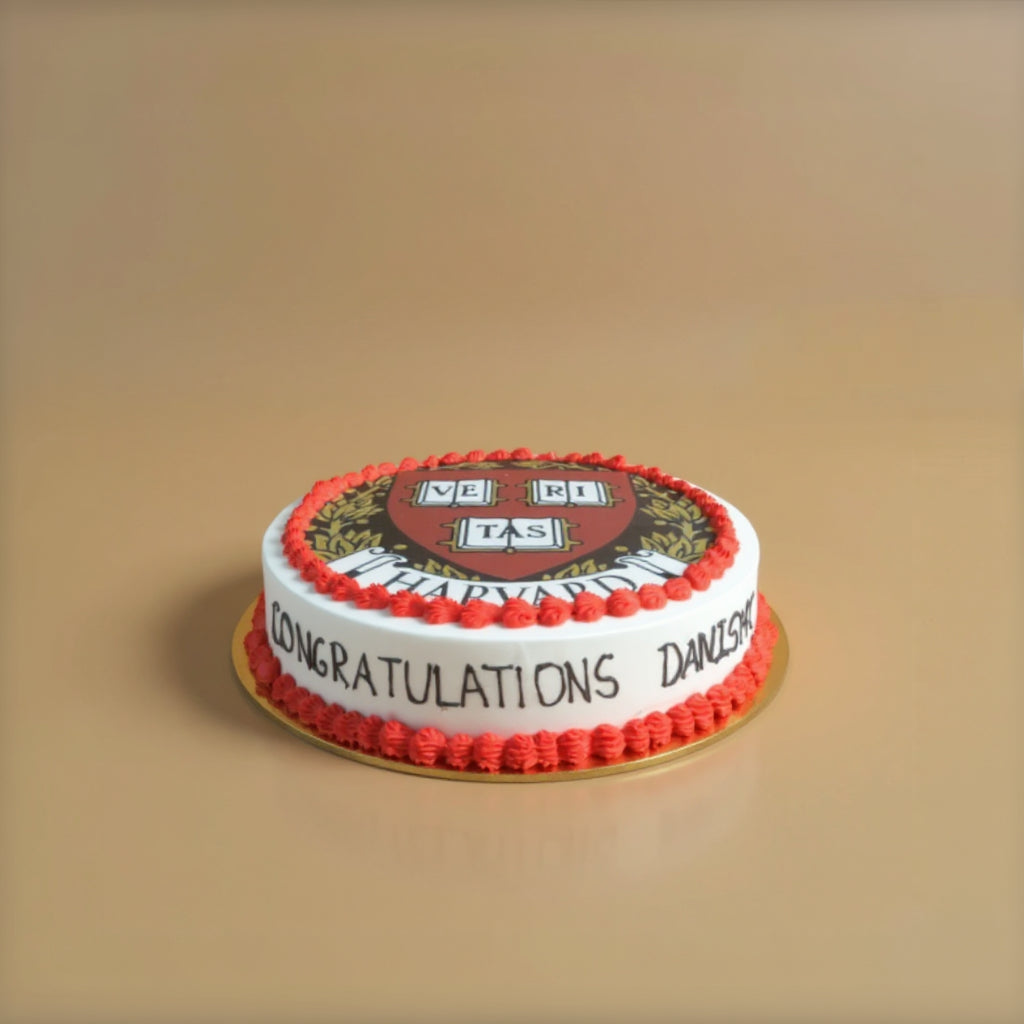 Photo Print cake with red and white frosting