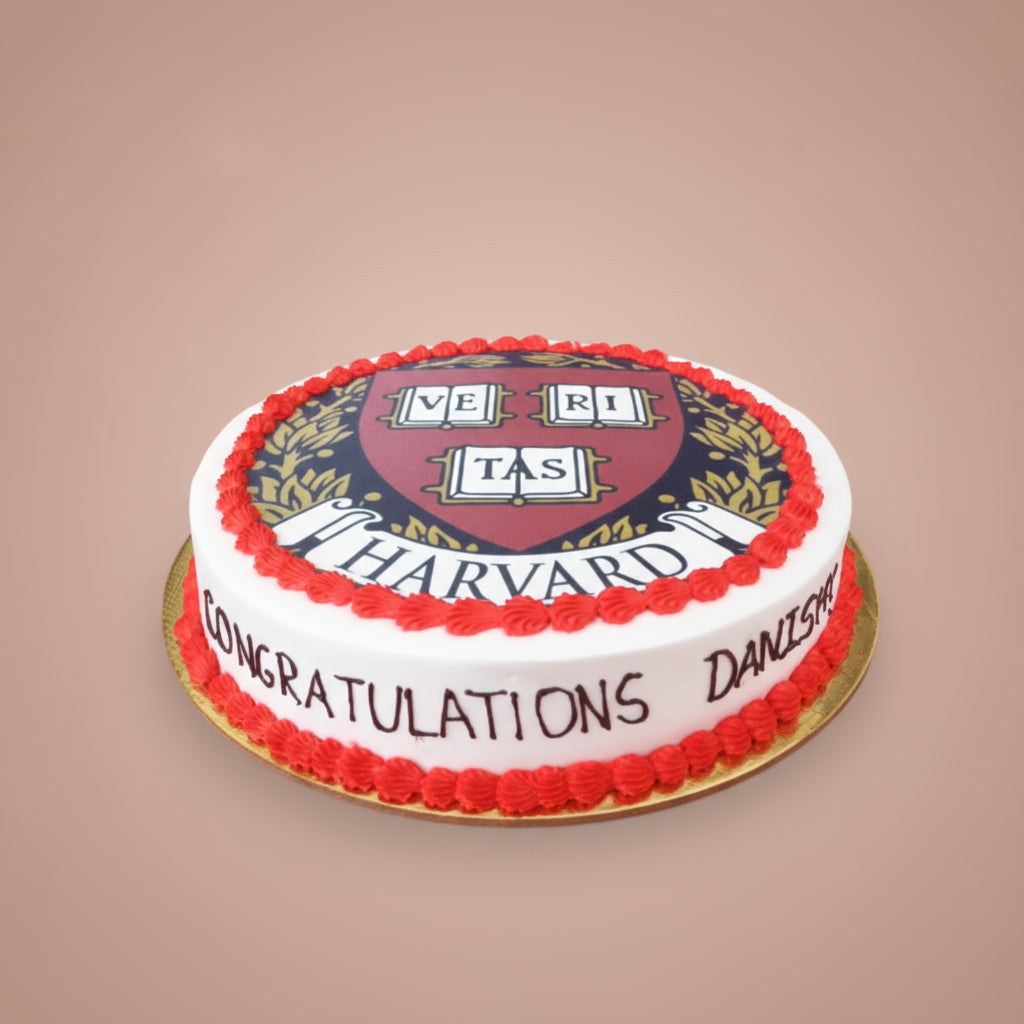 Photo Print cake with red and white frosting