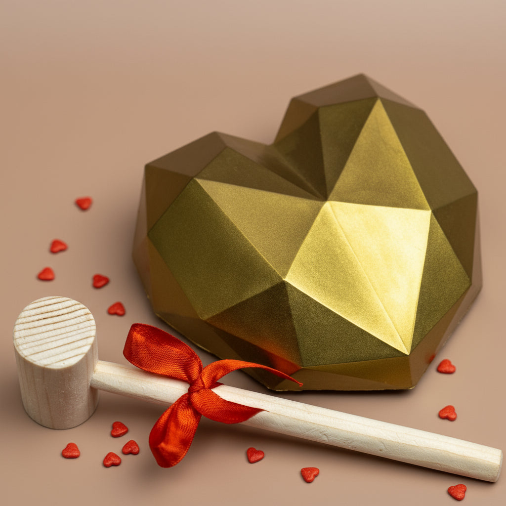 A golden Pinata heart cake