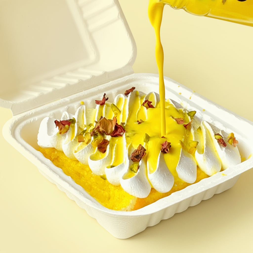 Rasmalai Tres Leches with sweetened dry fruit milk