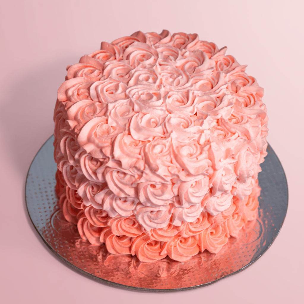 Rosette cake with pink frosting