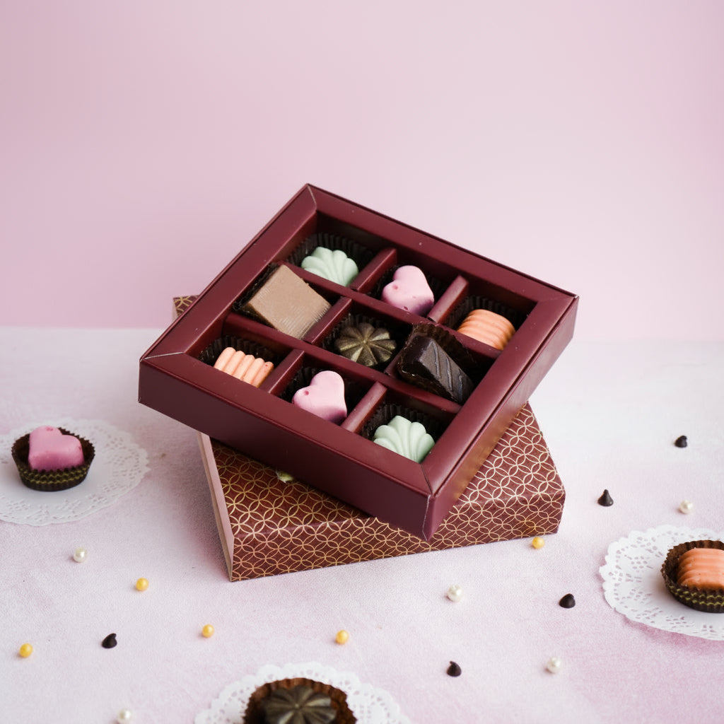 a straight shot of our wedding gift hamper- Box of Royal chocolates costing just ₹450 onwards. yummy chocolates. dream a dozen. Best wedding gift hamper. best desserts in Bangalore. Best desserts in india. perfect return gift. wedding favours.