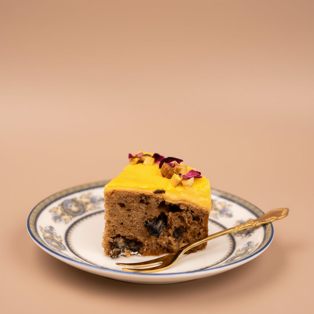 Sugar free wonder cake decorated with rose petals 