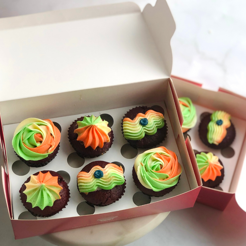 republic day India. cupcakes. celebrations. eggless cakes. best cakes in Bangalore. indian flag cupcakes. assorted cupcakes. theobroma. Aubree. 